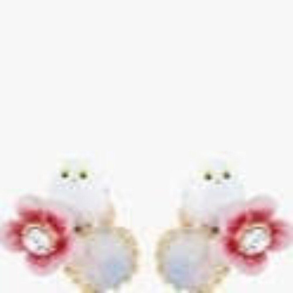 Les Nereides Long-tailed titmouse and rose hip stud earrings